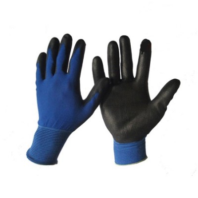 NAVI-Găng tay xanh phủ PU lòng bàn tay màu đen